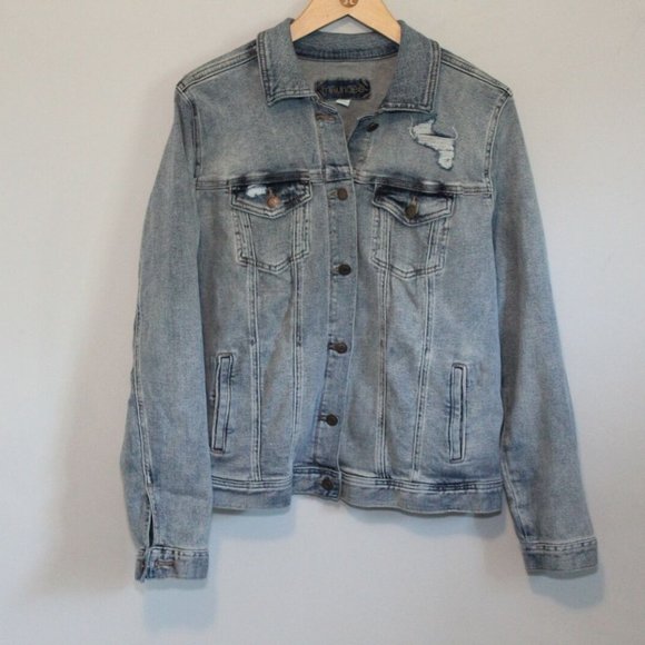 Maurices Vintage Destructed Denim Jacket H11503 - Picture 2 of 12